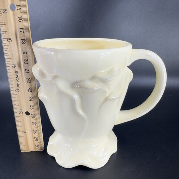 Roscher Flower Antique Butter Yellow Coffee Mug Cup Flower Shape Set 2 Mugs Cups - Picture 5 of 16